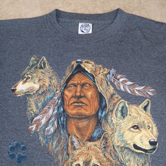 Eagle Spirit Brothers Single Stitch Vintage T-Shirt Gray XL Made in USA - Picture 1 of 9
